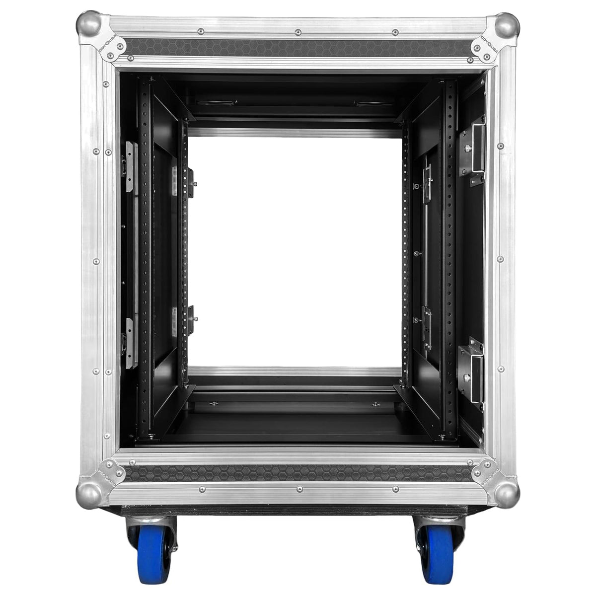 Odyssey OPSR12UW - Odyssey Professional 12U Black Hex Board Slam Rack with Casters.
