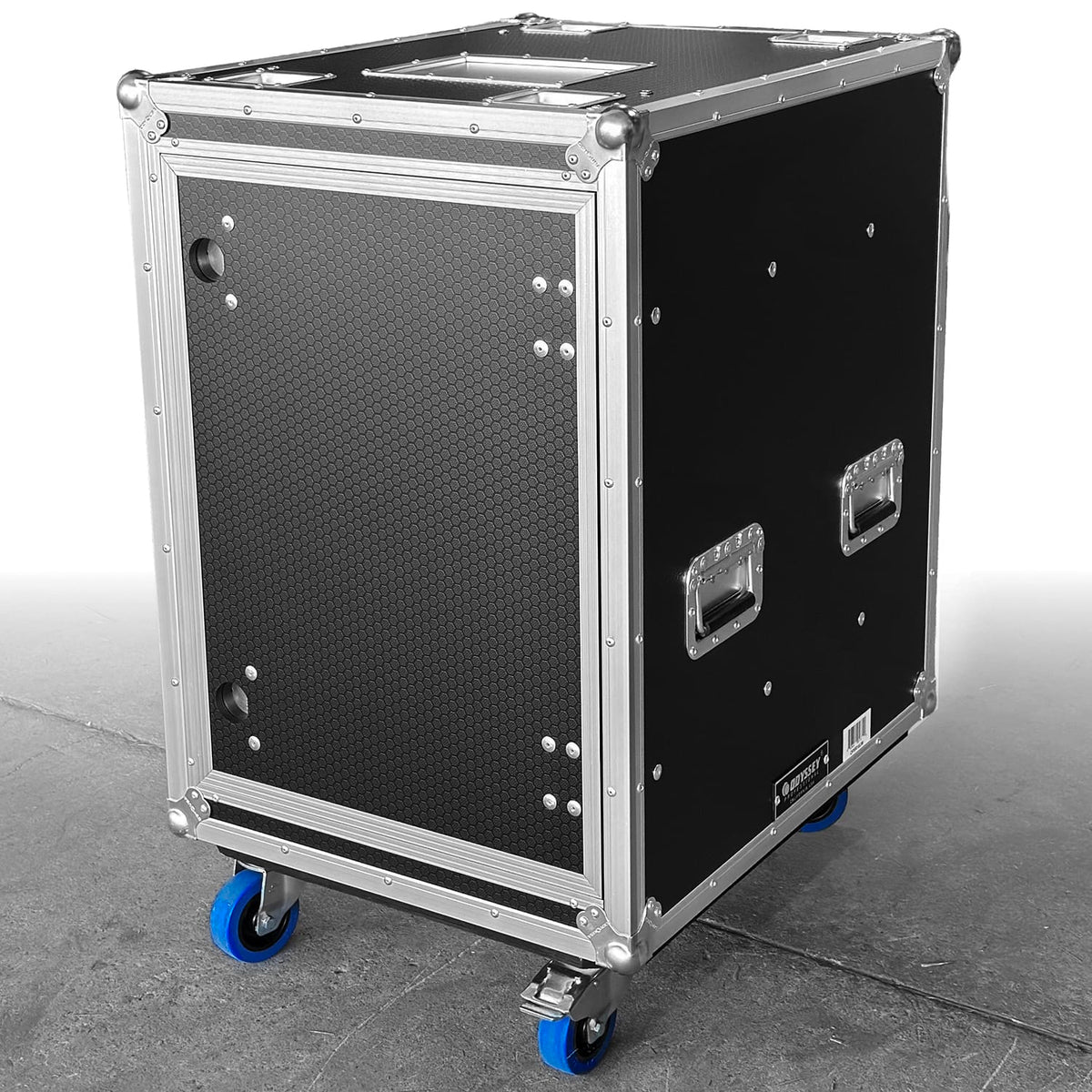 Odyssey OPSR16UW - Odyssey Professional 16U Black Hex Board Slam Rack with Casters.