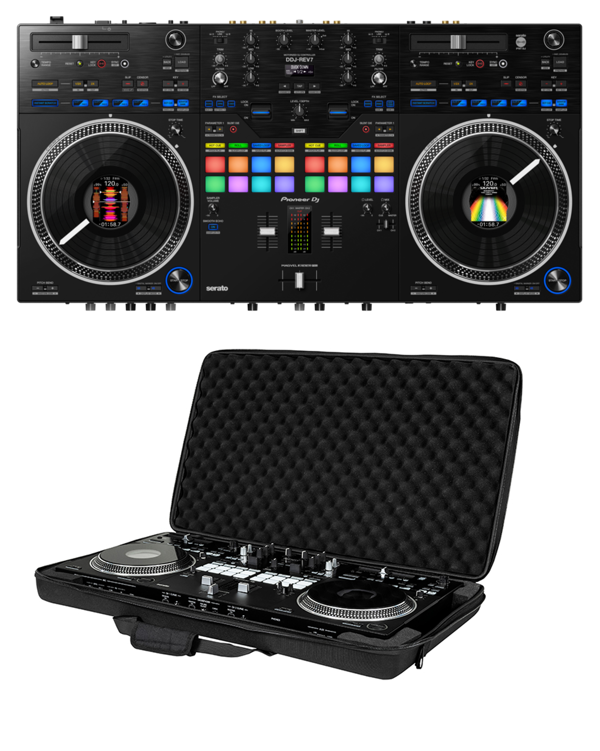 Pioneer DJ DDJ-REV7 + Headliner HL12005 Case Bundle