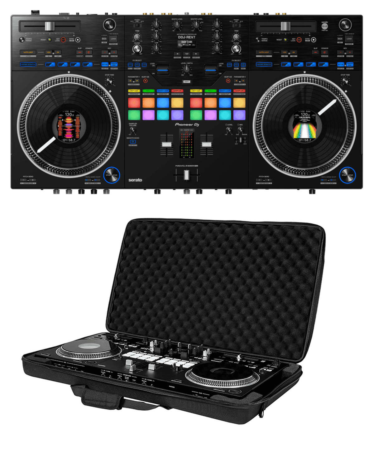 Pioneer DJ DDJ-REV7 + Headliner HL12005 Case Bundle.