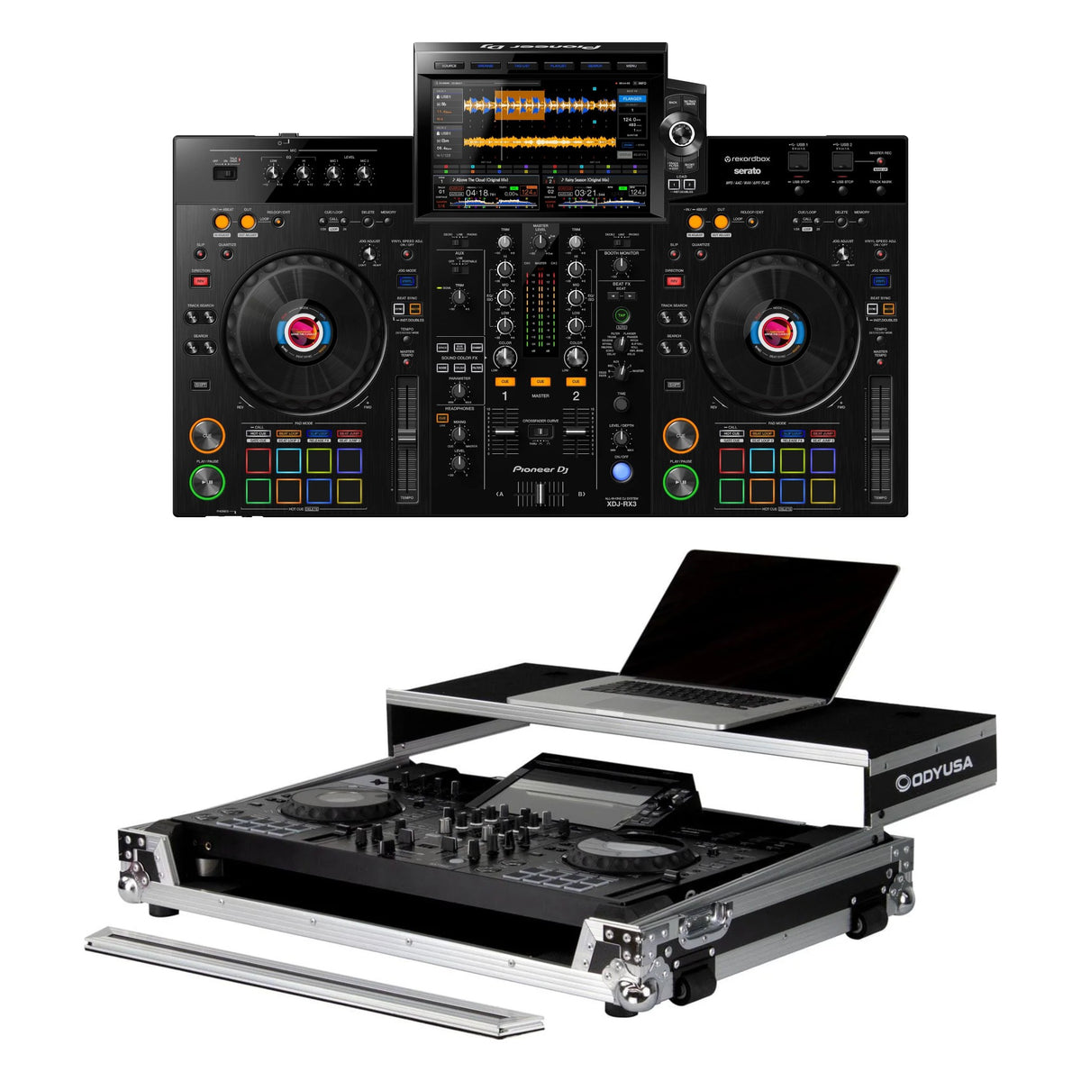 Pioneer DJ XDJ-RX3 + Odyssey FZGSPIXDJRX3W Flight Case Bundle