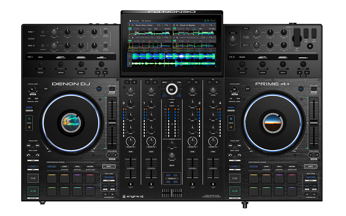 Denon DJ Prime 4+ + Odyssey FZGSPRIME4W2BL Case Bundle