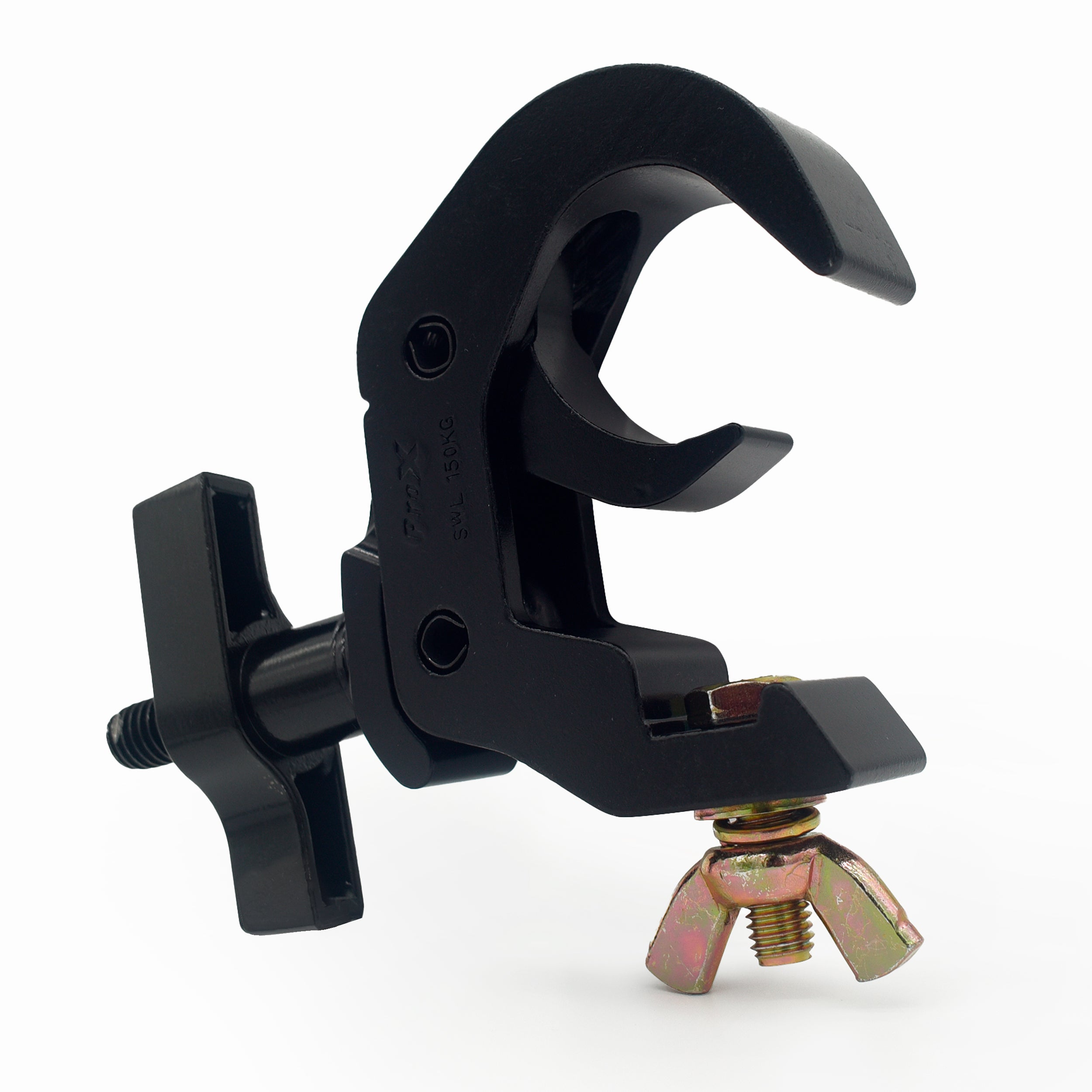 ProX T-C12H-BLK Self-Locking M10 Clamp w/ Big Wing for 2" Truss Tube Capacity 330 lbs. — Aluminum