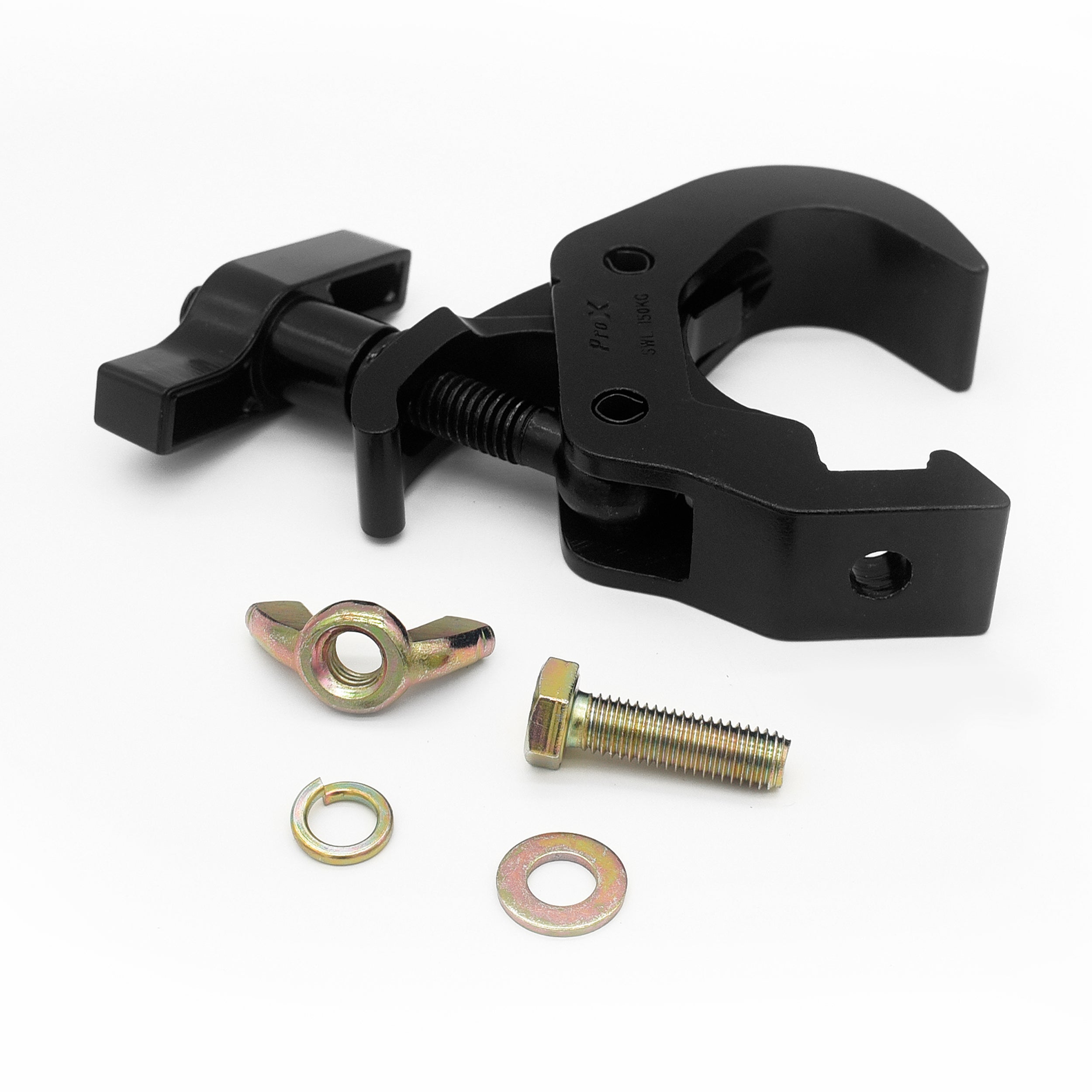 ProX T-C12H-BLK Self-Locking M10 Clamp w/ Big Wing for 2" Truss Tube Capacity 330 lbs. — Aluminum
