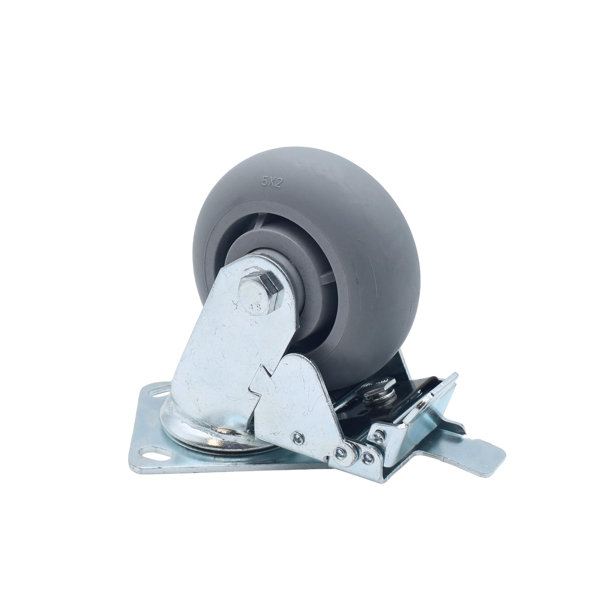 ProX Single Gray 5" Wheel Polyurethane Swivel Industrial Grade Locking Caster.