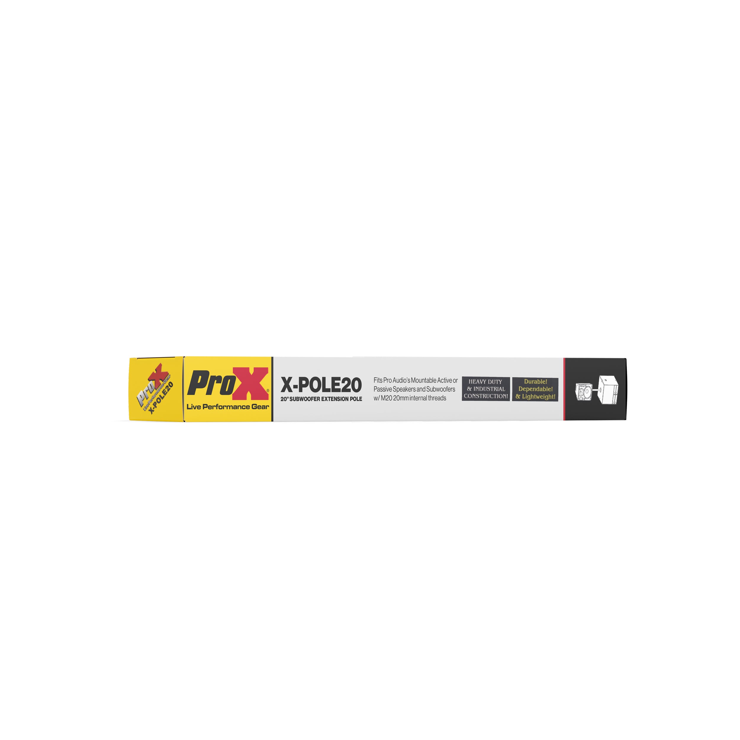 ProX 20" Speaker Mount Pole with M20 Mount Threads