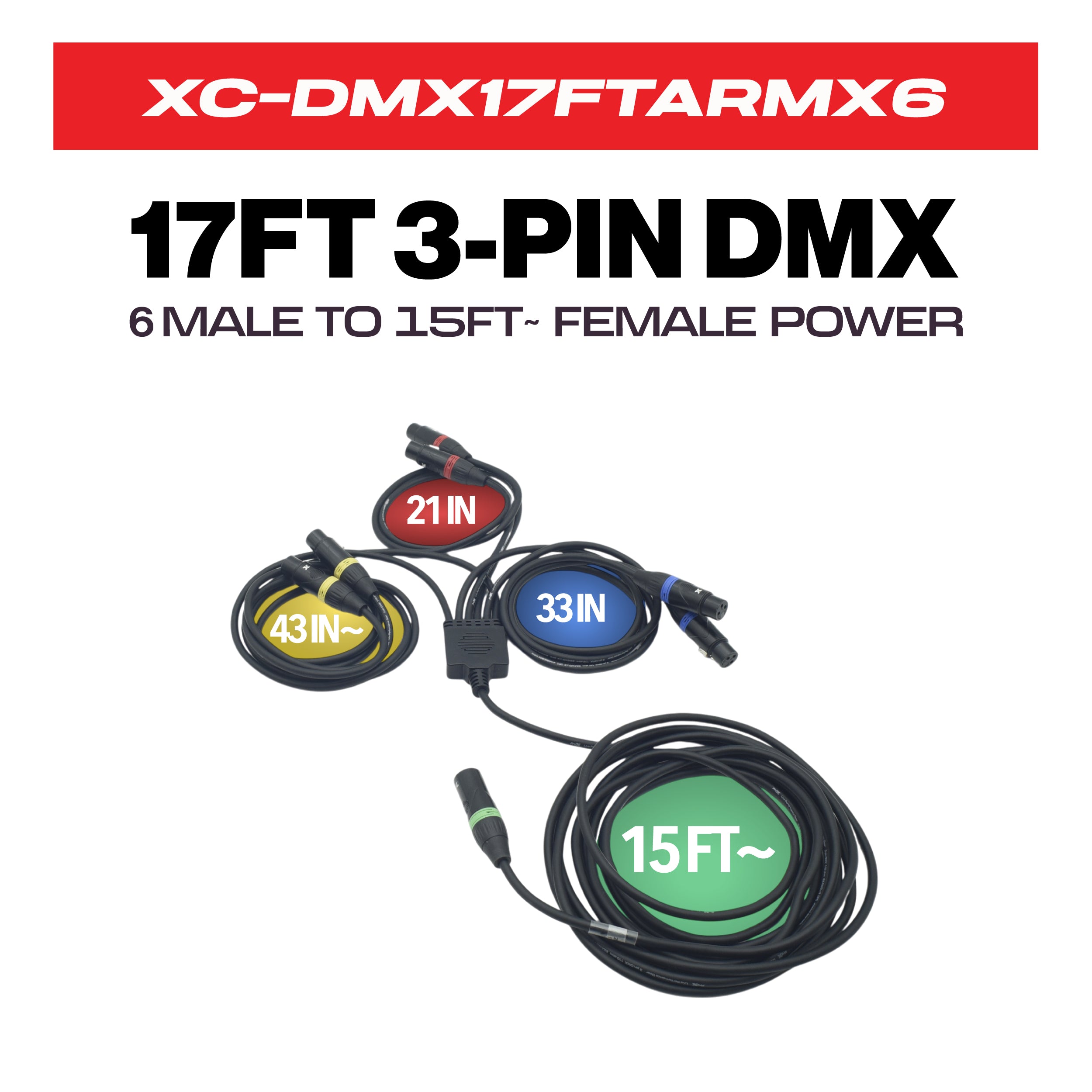 ProX 17FT 1 to 6 Outlet 3PIN DMX CABLE High Performance
