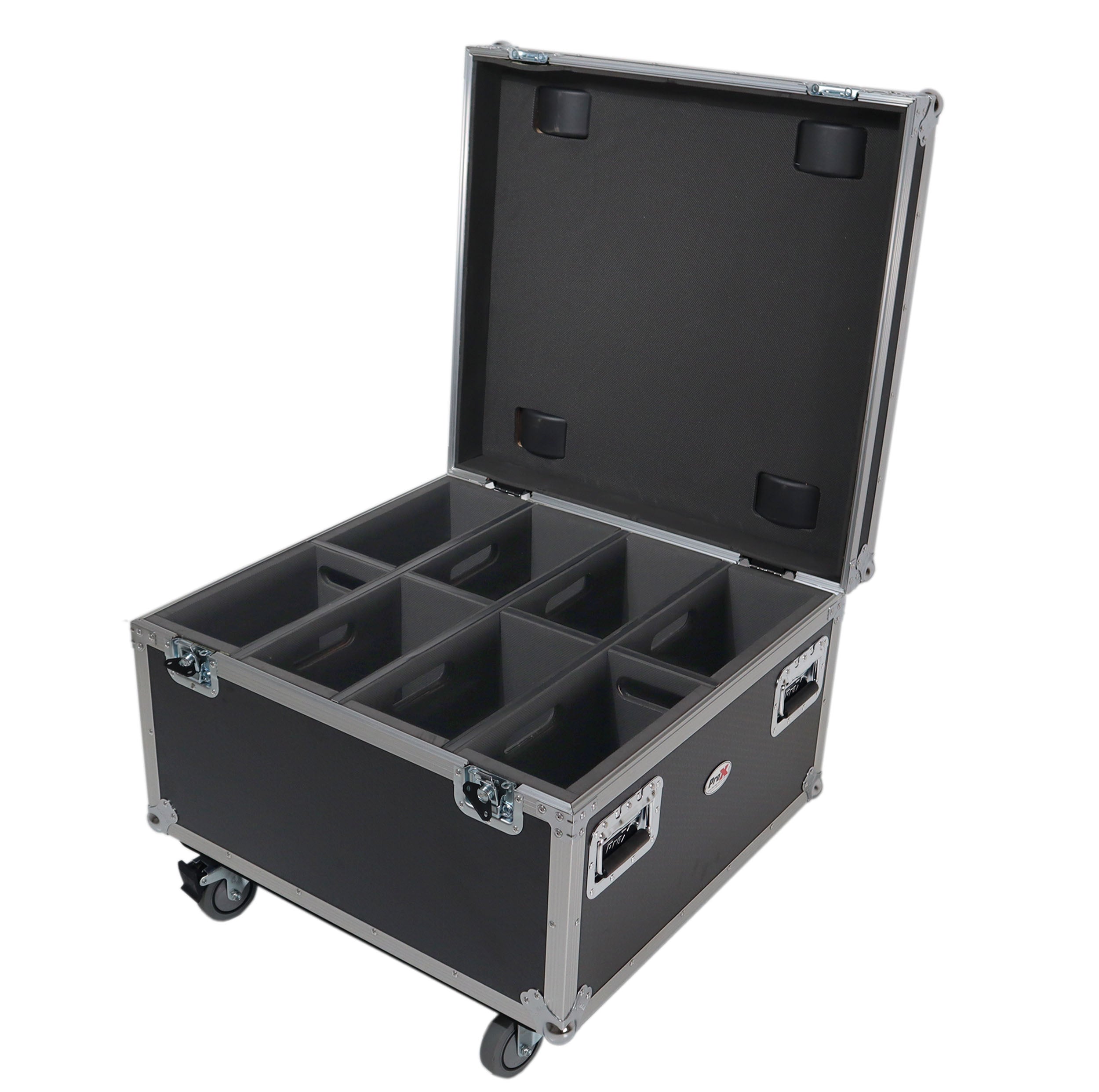 ProX Par Can Universal Utility Case 4" Wheels Will Hold 4 of 12" x12" Large or 8 of 12" x 5.5" Slim LED Par Lights
