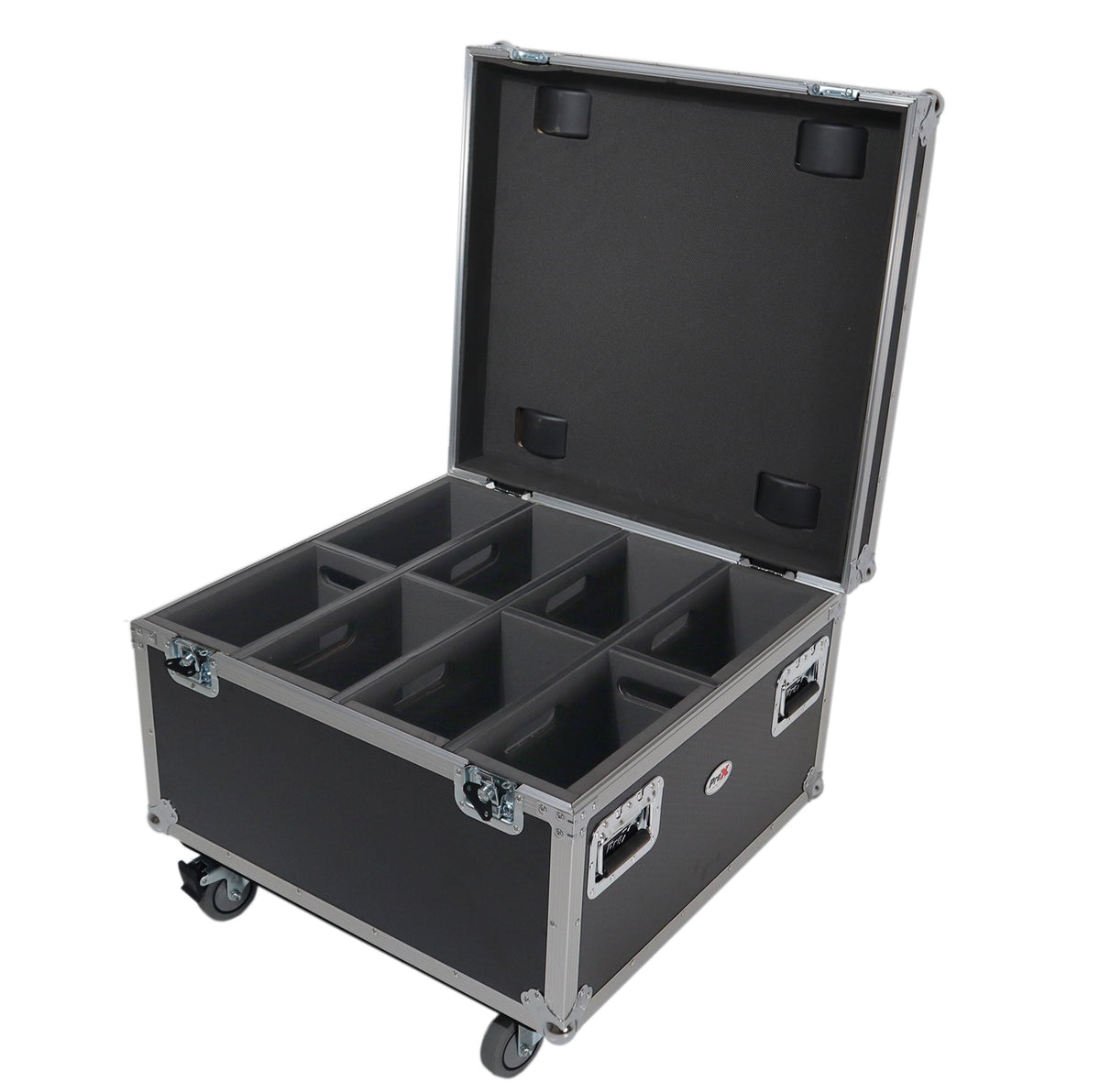 ProX Par Can Universal Utility Case 4" Wheels Will Hold 4 of 12" x12" Large or 8 of 12" x 5.5" Slim LED Par Lights.