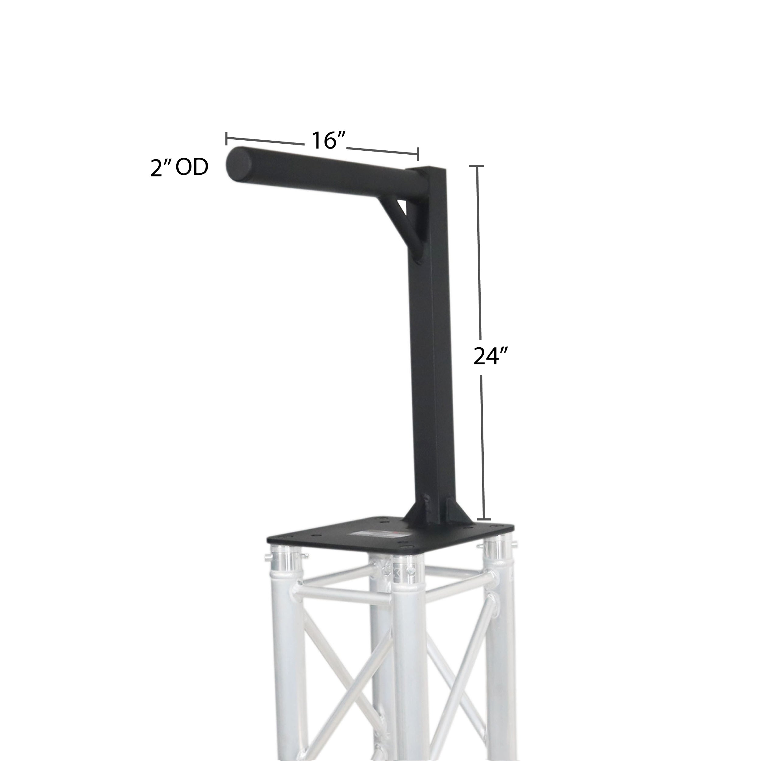 ProX Set of 2 Inverted Lighting Mount Top Plates with 24"H and 16"L, 2" OD Arm in Black