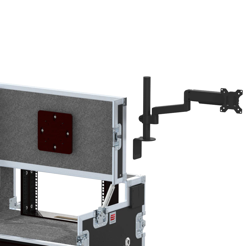 ProX Video Control Workstation Flight Case 16U + 5U Rack with Dual Side Tables & Triple Monitor Mount by Santosom
