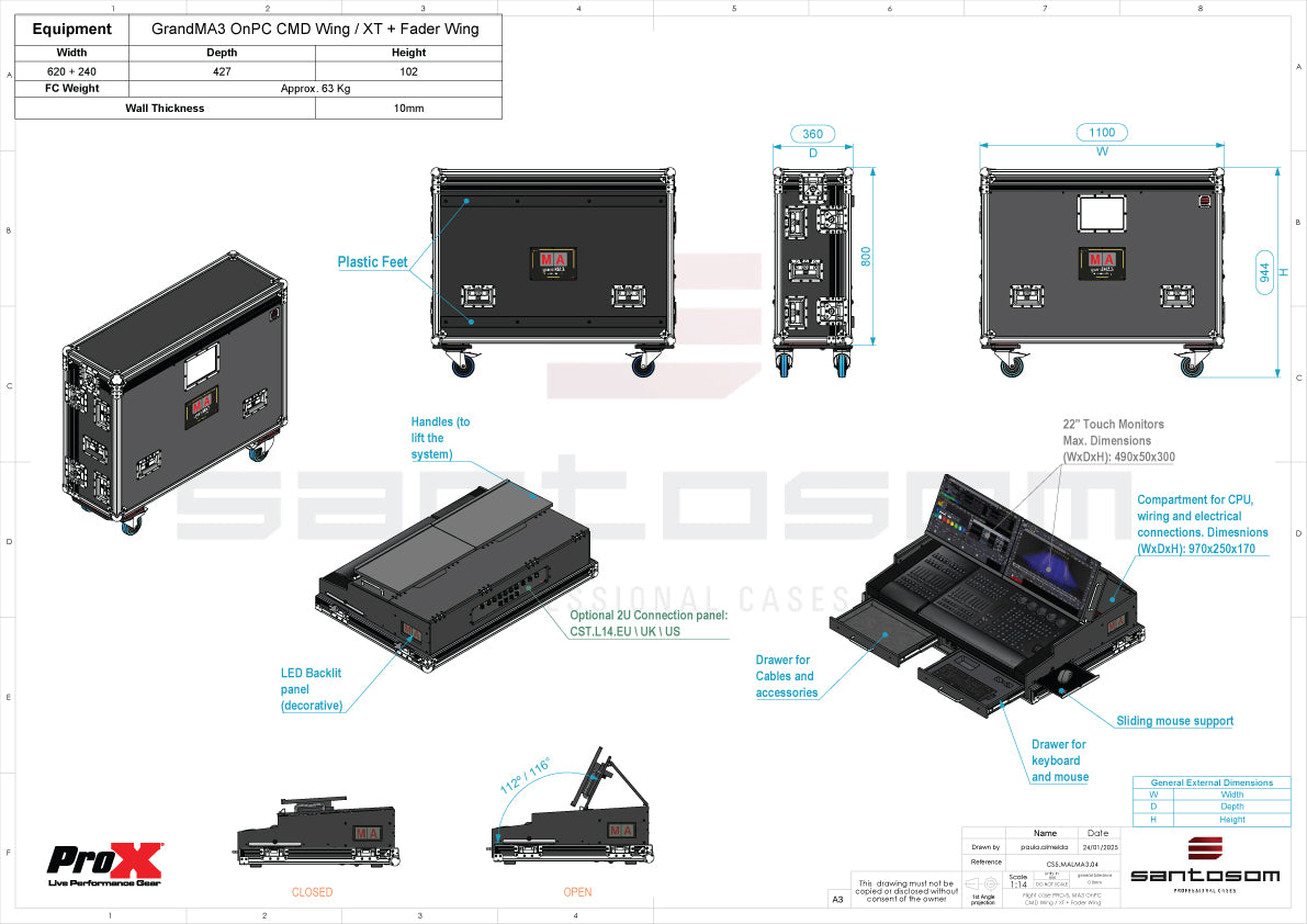 ProX Flight Case for GrandMA3 onPC Command Wing + Fader Wing by Santosom