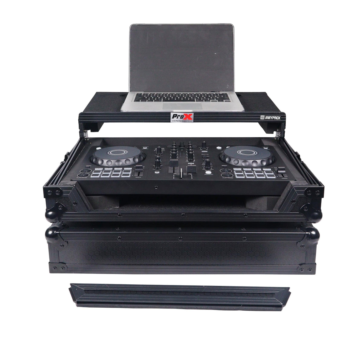 ProX X-DDJFLX4LTBL - ATA Flight Road Case For Pioneer DDJ-FLX4 DDJ-SB3 DDJ-400 DJ Controller with Laptop Shelf - Black.