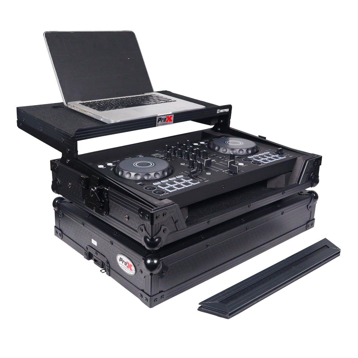 ProX X-DDJFLX4LTBL - ATA Flight Road Case For Pioneer DDJ-FLX4 DDJ-SB3 DDJ-400 DJ Controller with Laptop Shelf - Black.