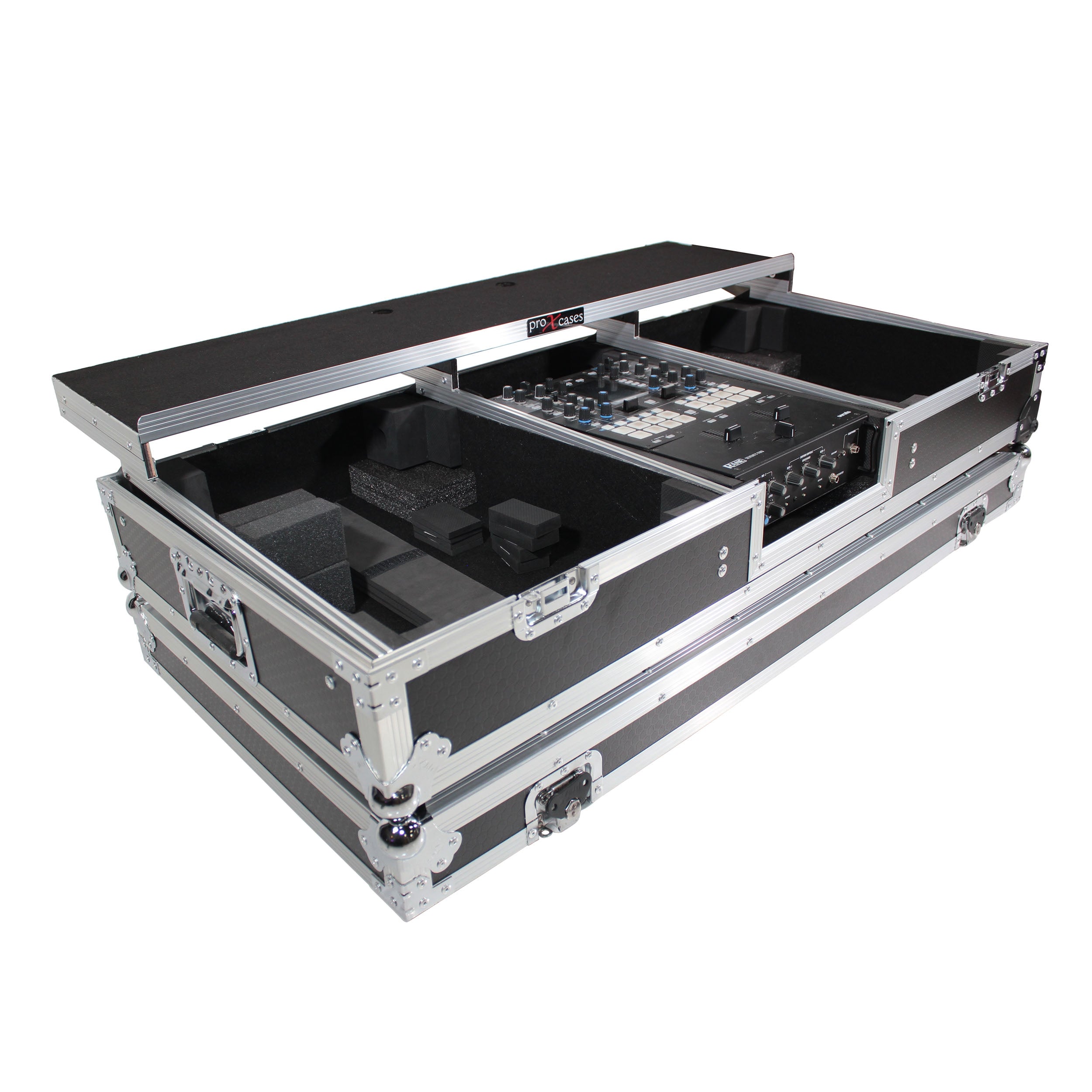 ProX XS-TMC1012WLTFBTL - Flight Coffin Case For Rane 72 Mixer and 2 Turntables in Battle Mode W-Laptop Shelf