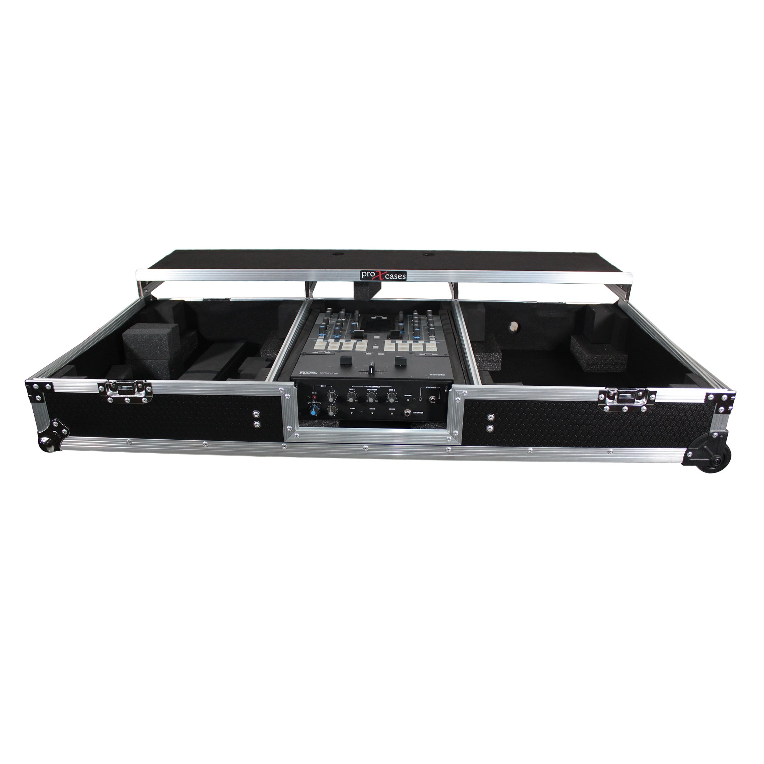 ProX XS-TMC1012WLTFBTL - Flight Coffin Case For Rane 72 Mixer and 2 Turntables in Battle Mode W-Laptop Shelf