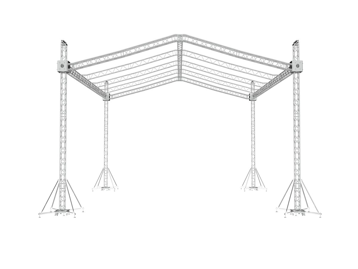 ProX F34 Stage Roofing Truss System with Ground Support Speaker Wings and Chain Hoists – 32 x 30 x 32 Ft..