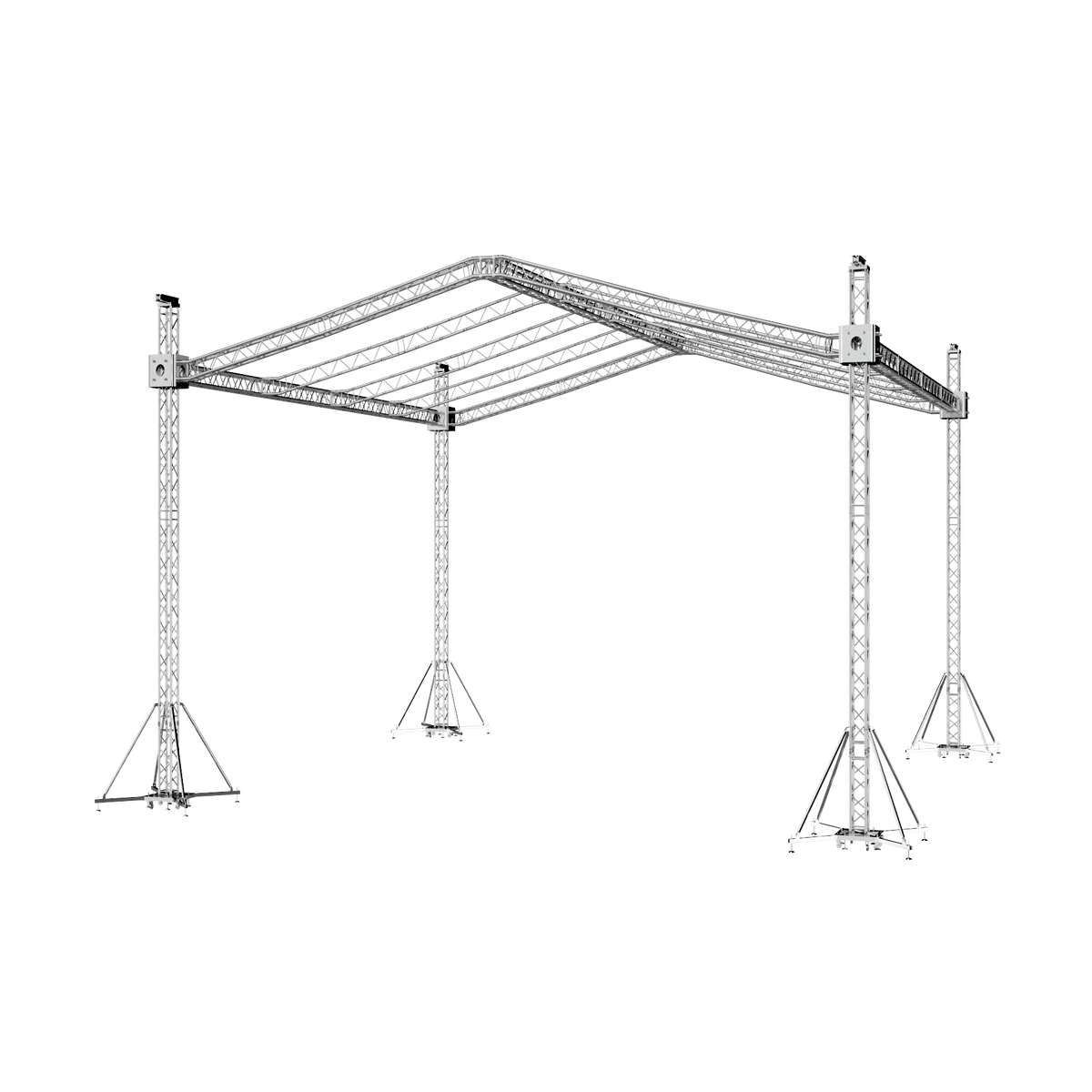 ProX F34 Stage Roofing Truss System with Ground Support Speaker Wings and Chain Hoists – 32 x 30 x 32 Ft..