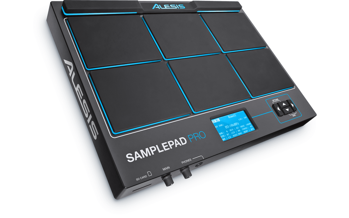 Alesis SamplePad Pro - 8-Pad Sample/Loop Player with 200+ Built In Sounds, 1-Dual/1-Single Zone Trigger Inputs and 1/8” Aux Input.