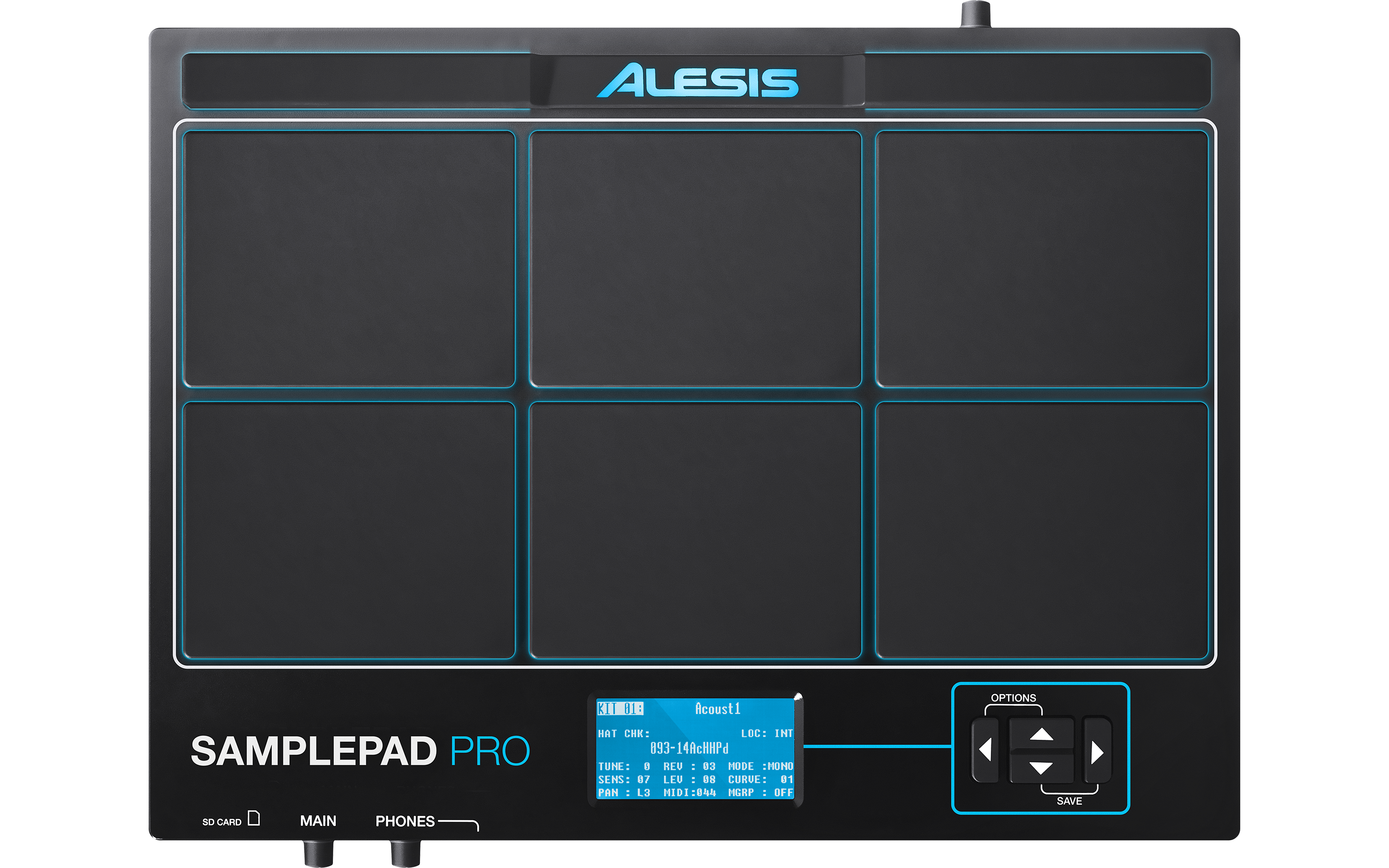 Alesis SamplePad Pro - 8-Pad Sample/Loop Player with 200+ Built In Sounds, 1-Dual/1-Single Zone Trigger Inputs and 1/8” Aux Input