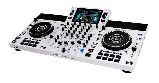 Denon DJ SC LIVE 4 WHITE - 4-Deck Standalone DJ Controller with 7” Touchscreen, Built-in Speakers, and Wi-Fi Connectivity (Limited White Edition).