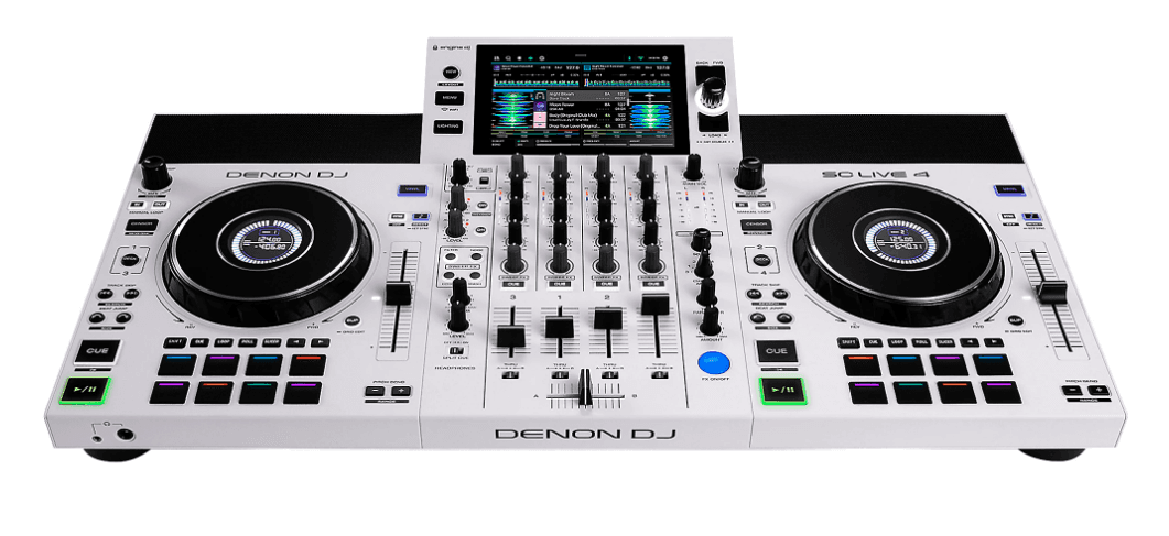 Denon DJ SC LIVE 4 WHITE - 4-Deck Standalone DJ Controller with 7” Touchscreen, Built-in Speakers, and Wi-Fi Connectivity (Limited White Edition).