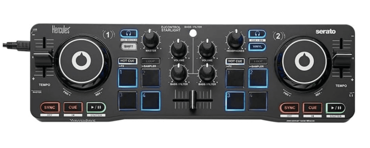 Hercules DJ Control Starlight - Portable DJ Controller for Serato DJ.