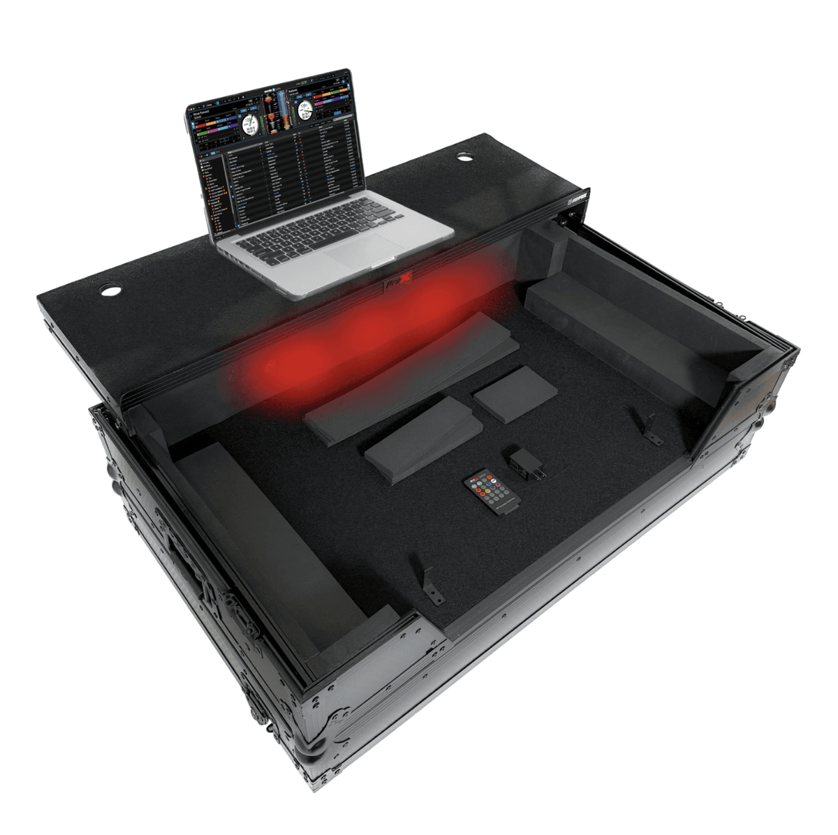 ProX XS-XDJAZWLTBLLED - ATA Flight Case For Pioneer XDJ-AZ DJ Controller with Laptop Shelf 1U Rack Space, Wheels, and LED - Black.