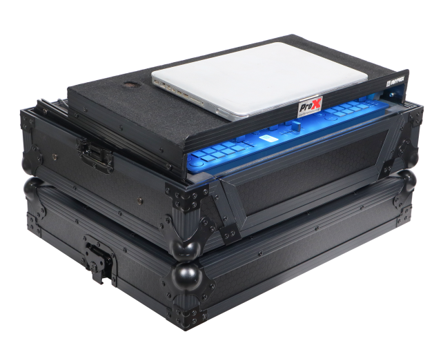 ProX XS-OMNISDUOLTBLLED - ATA Flight Case For Pioneer AlphaTheta OMNIS-DUO DJ Controller with Laptop Shelf and LED All Black