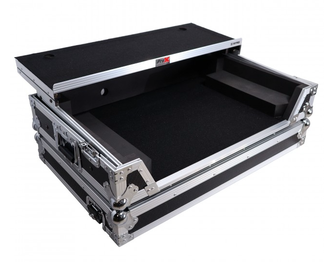 ProX XS-DDJFLX10WLT - Flight Style Road Case For Pioneer DDJ-FLX10 or DDJ-GRV6 DJ Controller with Laptop Shelf 1U Rack Space and Wheels