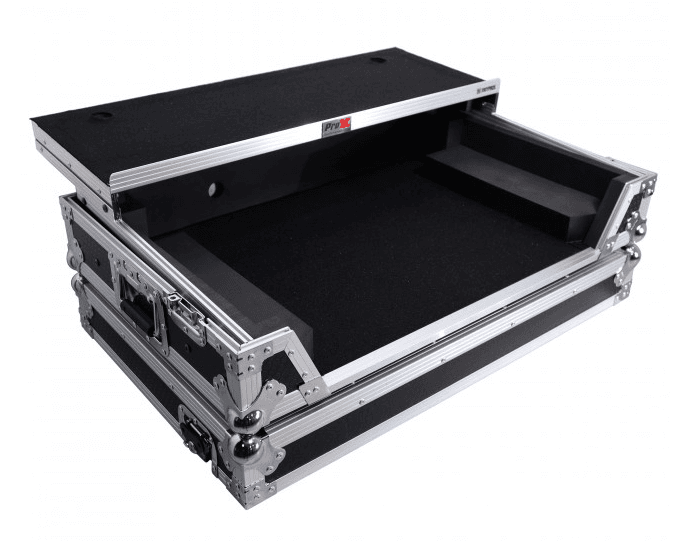 ProX XS-DDJFLX10WLT - Flight Style Road Case For Pioneer DDJ-FLX10 or DDJ-GRV6 DJ Controller with Laptop Shelf 1U Rack Space and Wheels.