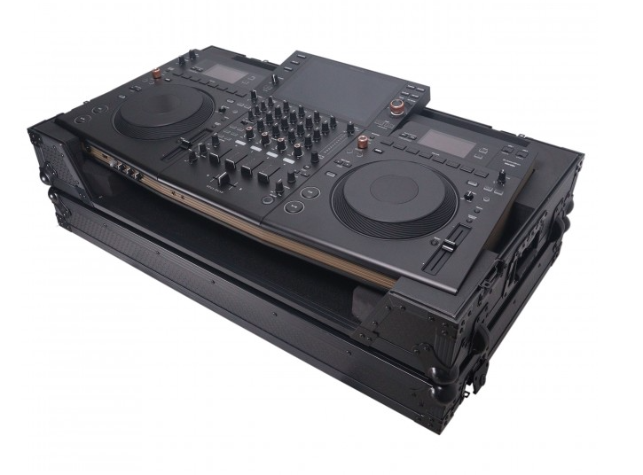 ProX XS-OPUSQUADWBL - ATA Flight Style Road Case For Pioneer OPUS-QUAD DJ Controller with 1U Rack Space and Wheels - Black Finish
