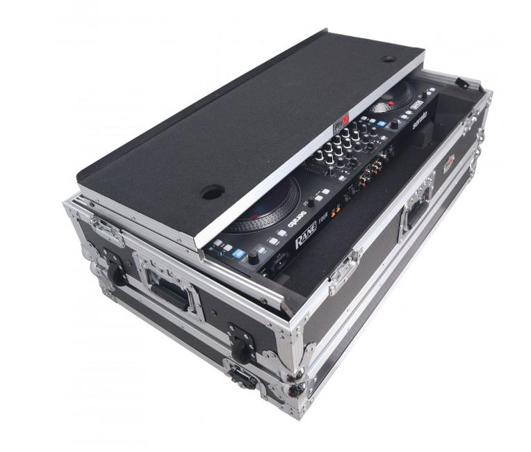 ProX XS-RANEFOURWLT - ATA Flight Style Road Case For RANE Four or RANE Performer DJ Controller with Laptop Shelf 1U Rack Space and Wheels