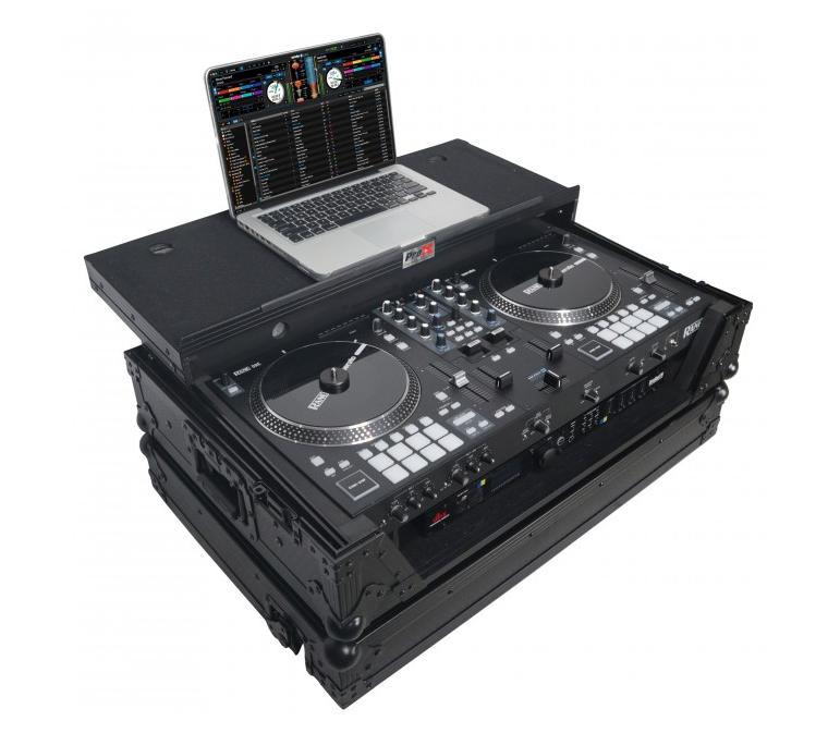 ProX XS-RANEONEWLTBL - Flight Case For RANE ONE DJ Controller W-Sliding Laptop Shelf & Wheels| Black on Black