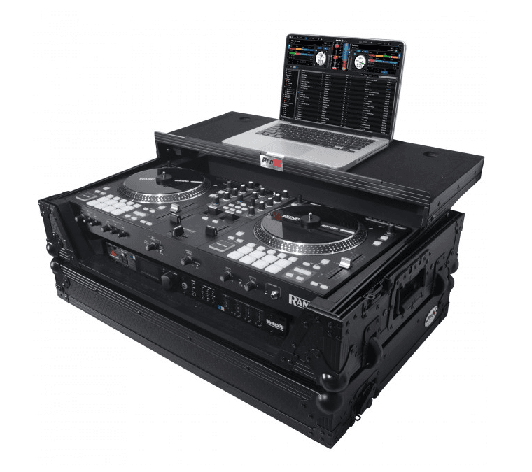 ProX XS-RANEONEWLTBL - Flight Case For RANE ONE DJ Controller W-Sliding Laptop Shelf & Wheels| Black on Black.
