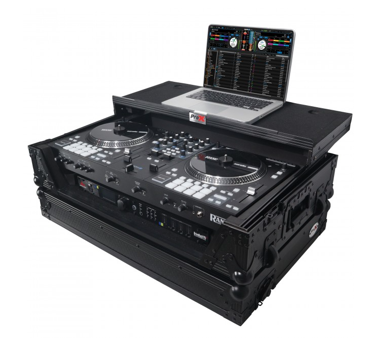 ProX XS-RANEONEWLTBL - Flight Case For RANE ONE DJ Controller W-Sliding Laptop Shelf & Wheels| Black on Black