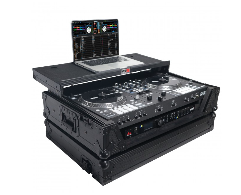 ProX XS-RANEONEWLTBL - Flight Case For RANE ONE DJ Controller W-Sliding Laptop Shelf & Wheels| Black on Black