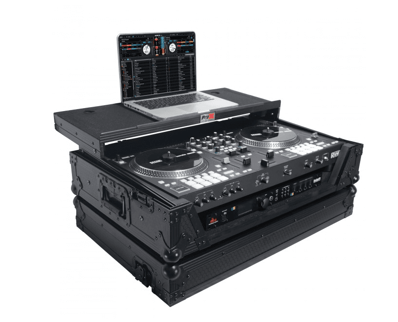ProX XS-RANEONEWLTBL - Flight Case For RANE ONE DJ Controller W-Sliding Laptop Shelf & Wheels| Black on Black.