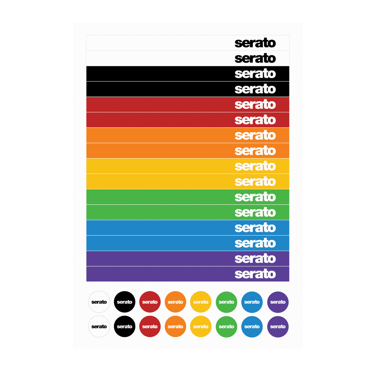 Serato 12" Sticker Lock - Single-sided Serato Control Vinyl 12" in Clear, with Special Marker Stickers in Multiple Colors (Pair).