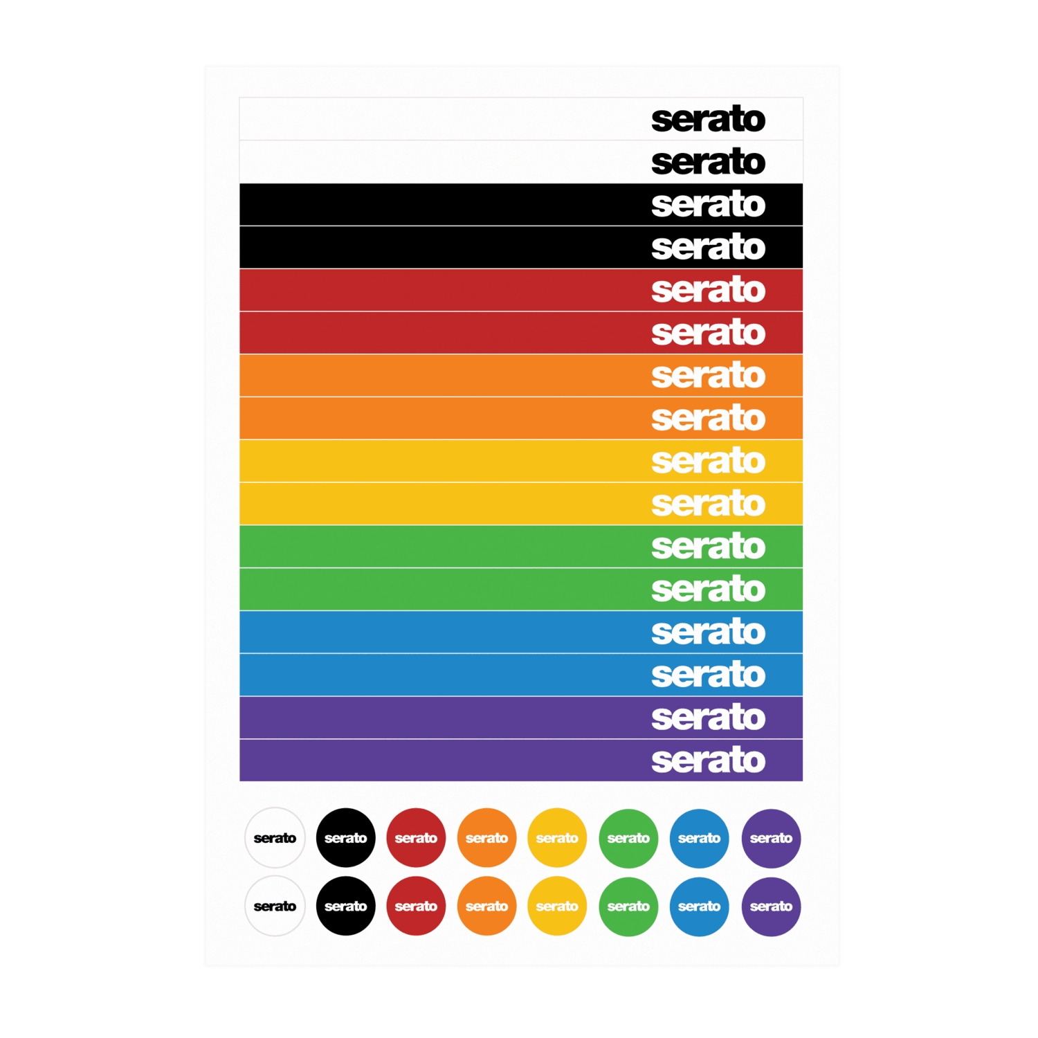 Serato 12" Sticker Lock - Single-sided Serato Control Vinyl 12" in Clear, with Special Marker Stickers in Multiple Colors (Pair)
