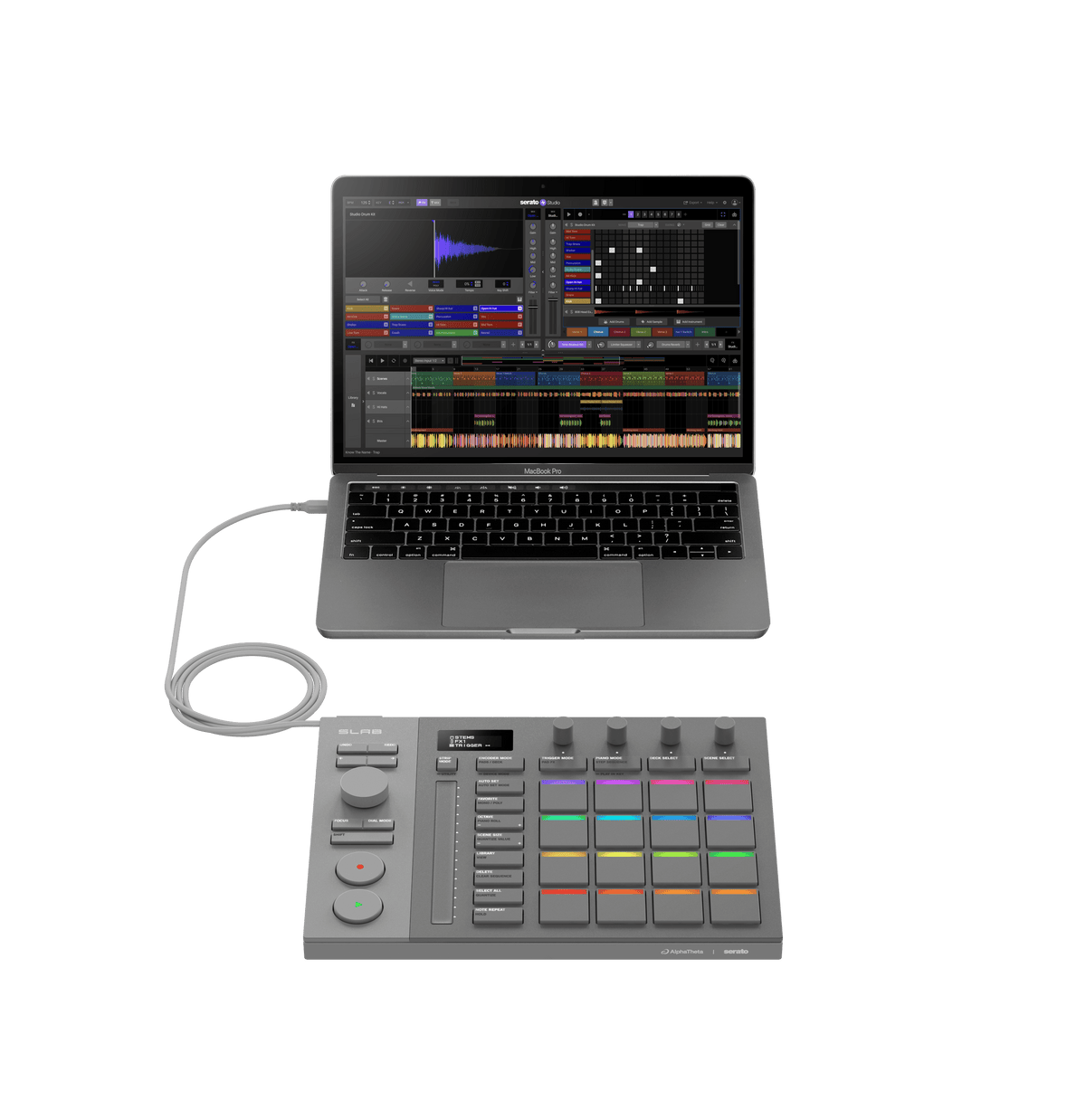 AlphaTheta SLAB - Music Production Controller optimized for Serato Studio.