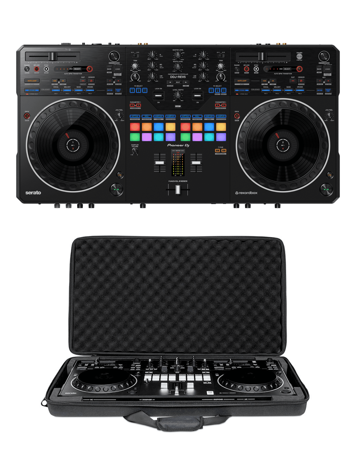 Pioneer DJ DDJ-REV5 + Headliner HL12010 Case Bundle.
