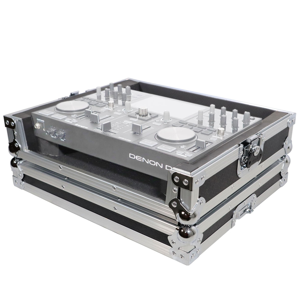ProX X-PRIMEGO - ATA Style Flight Travel Case for Denon DJ Prime Go Digital Controller - Silver On Black.