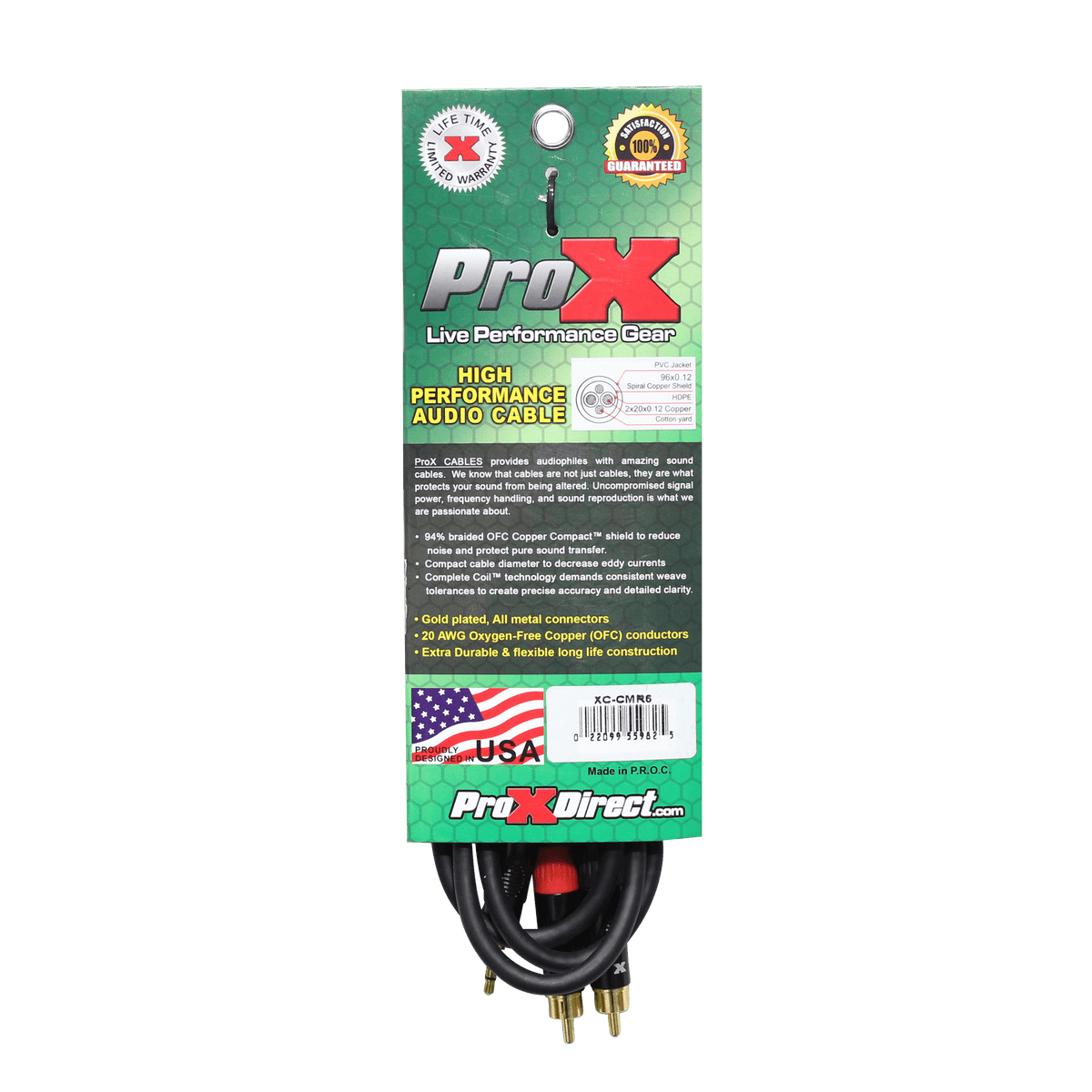 ProX XC-CMR06 - 3FT 3.5mm TRS to DUAL RCA-M CABLE.