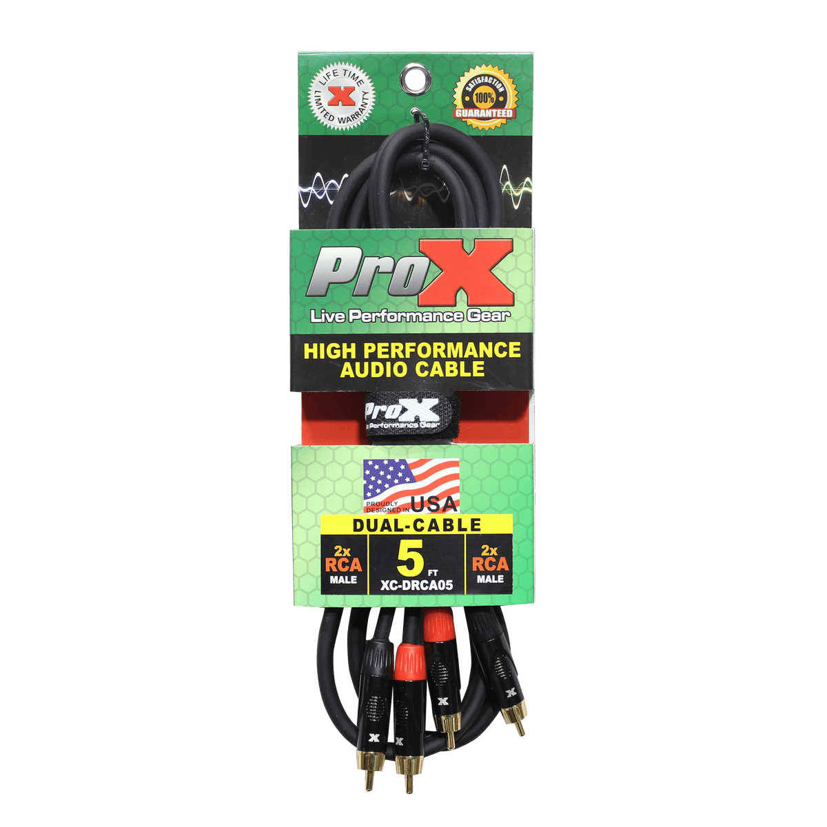 ProX XC-DRCA5 - 5FT Dual RCA Male to Dual RCA Male.