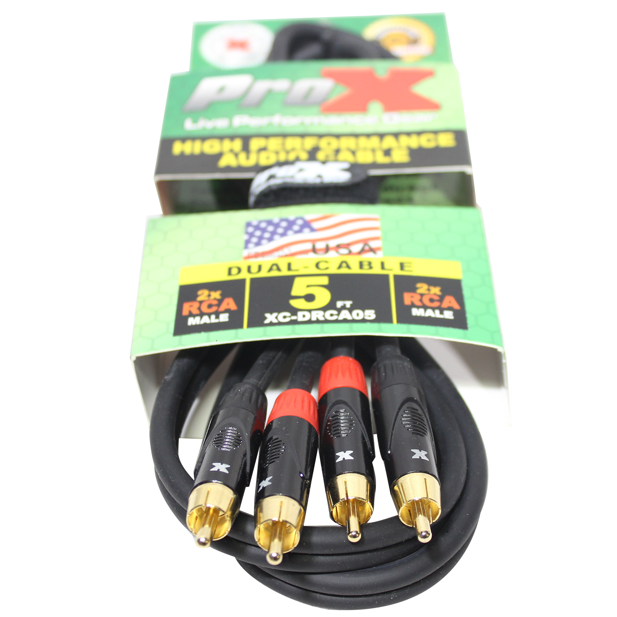 ProX XC-DRCA5 - 5FT Dual RCA Male to Dual RCA Male.