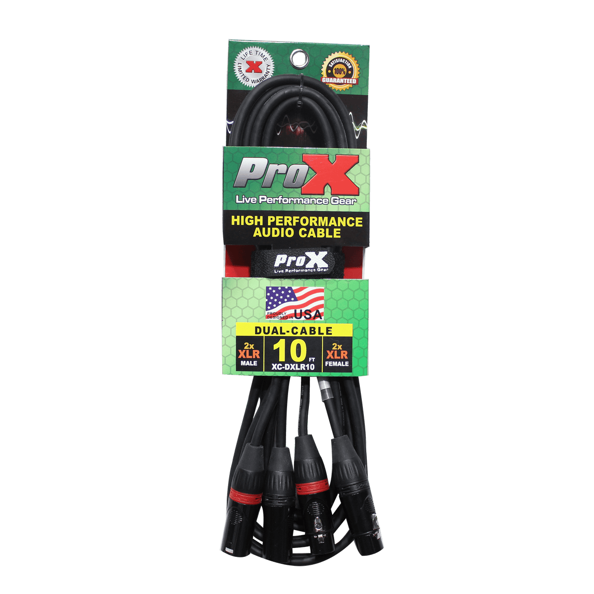 ProX XC-DXLR10 - 10' Ft. Balanced Dual XLR-M to Dual XLR-F High Performance Audio Cable.
