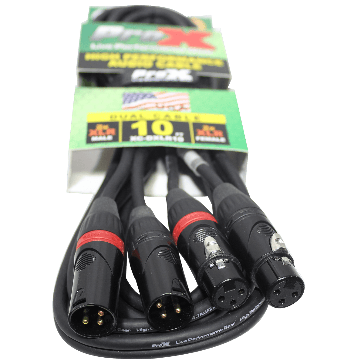 ProX XC-DXLR10 - 10' Ft. Balanced Dual XLR-M to Dual XLR-F High Performance Audio Cable.