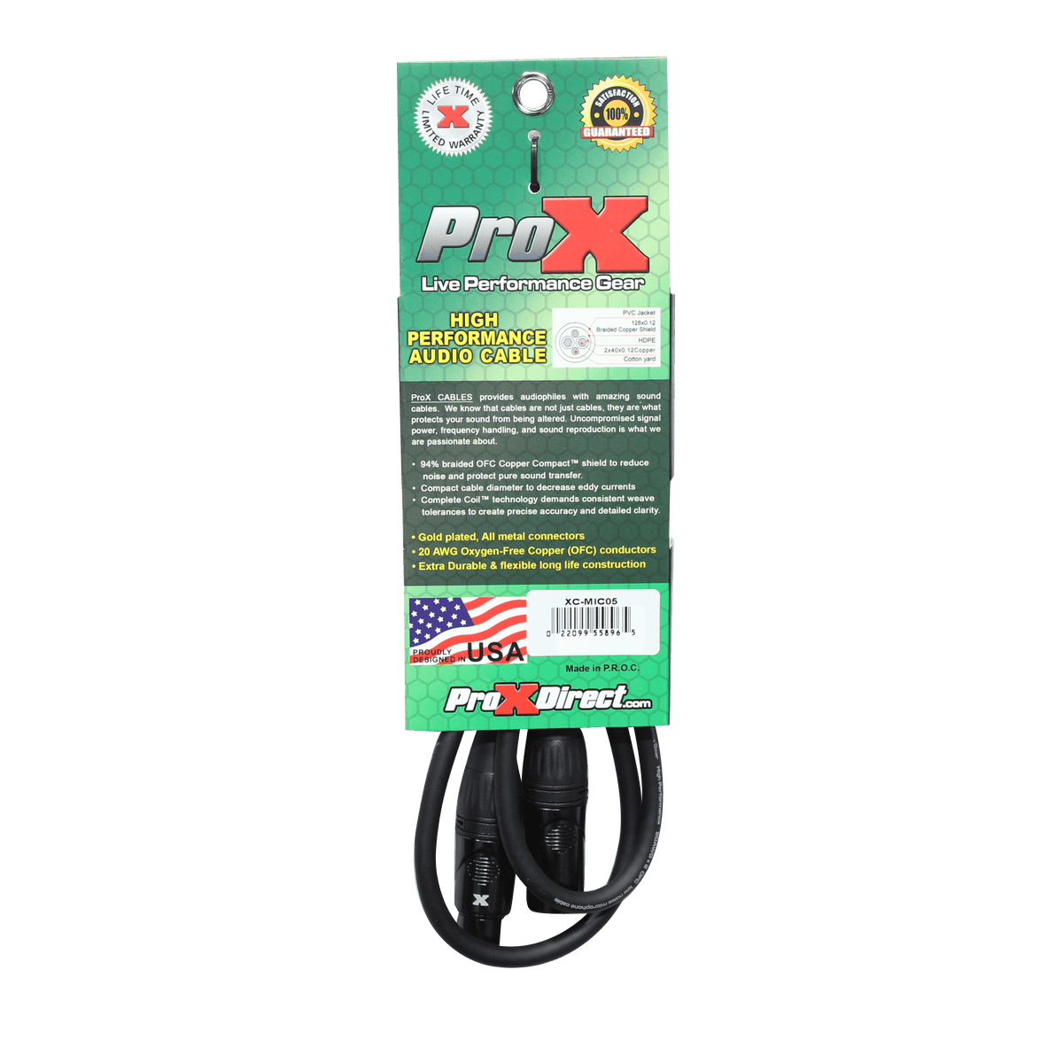 ProX XC-MIC05 - 5 Ft. Balanced XLR-F to XLR-M High Performance Microphone Cable.
