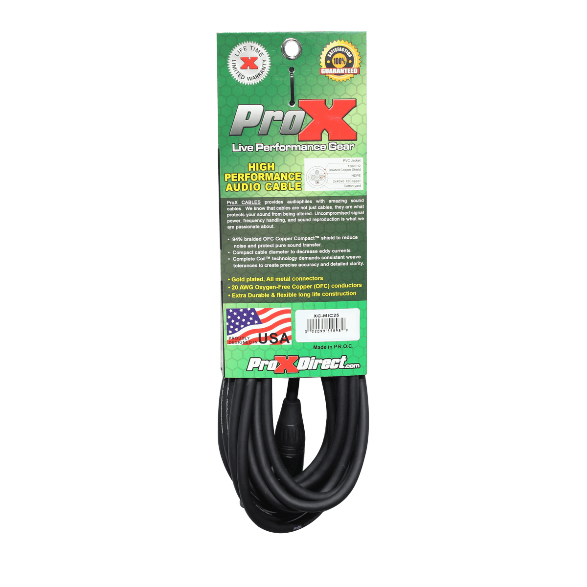 ProX XC-MIC25 - 25 Ft. Balanced XLR-F to XLR-M High Performance Microphone Cable.